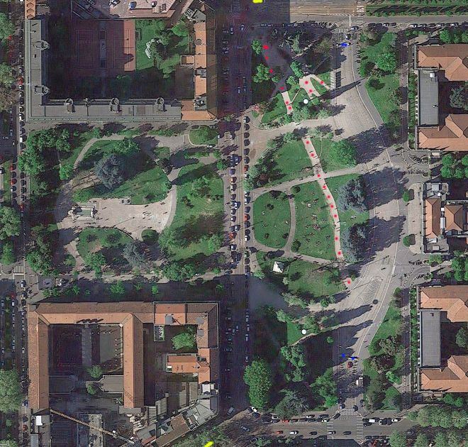 Veduta aerea di piazza Lenardo da Vinci. (2014)