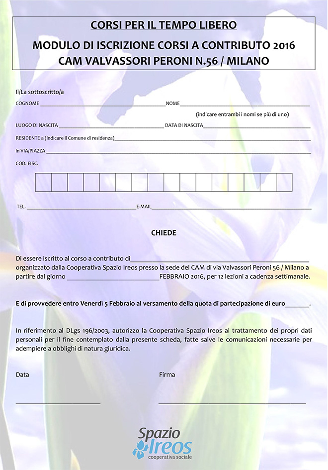 SCHEDA ISCRIZIONE CORSI A CONTRIBUTO II Periodo-11