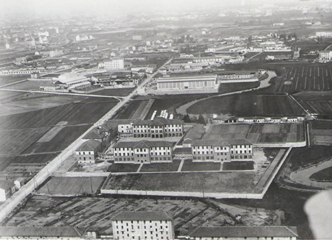 1932 vista aerea del nuovo orfanatrofio Martinitt, via Pitteri 56